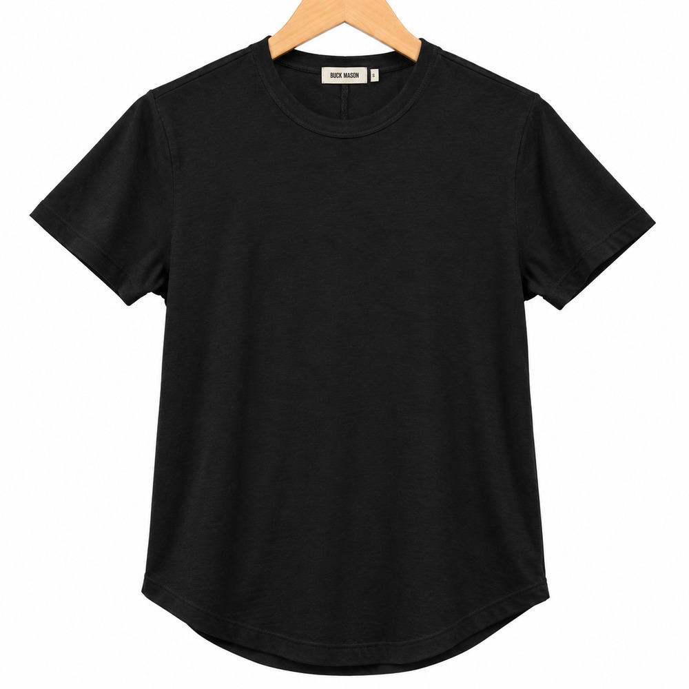 Buck Mason Pima Curved Hem Tee mens Size Small Black Short Sleeve Classic NWT